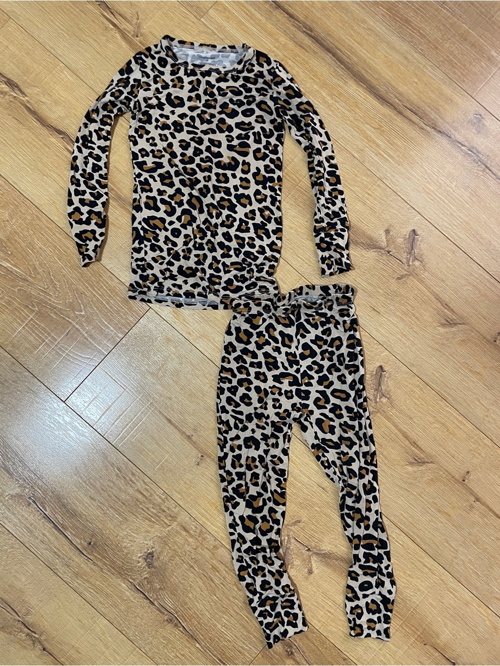 Posh Peanut Leopard Print Pajama Set - Tan & Black